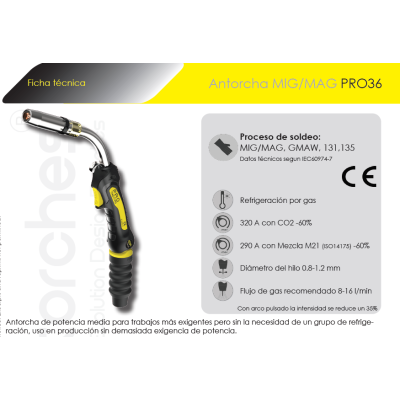 Antorcha hilo MIG/MAG M36 3 metros - EDR